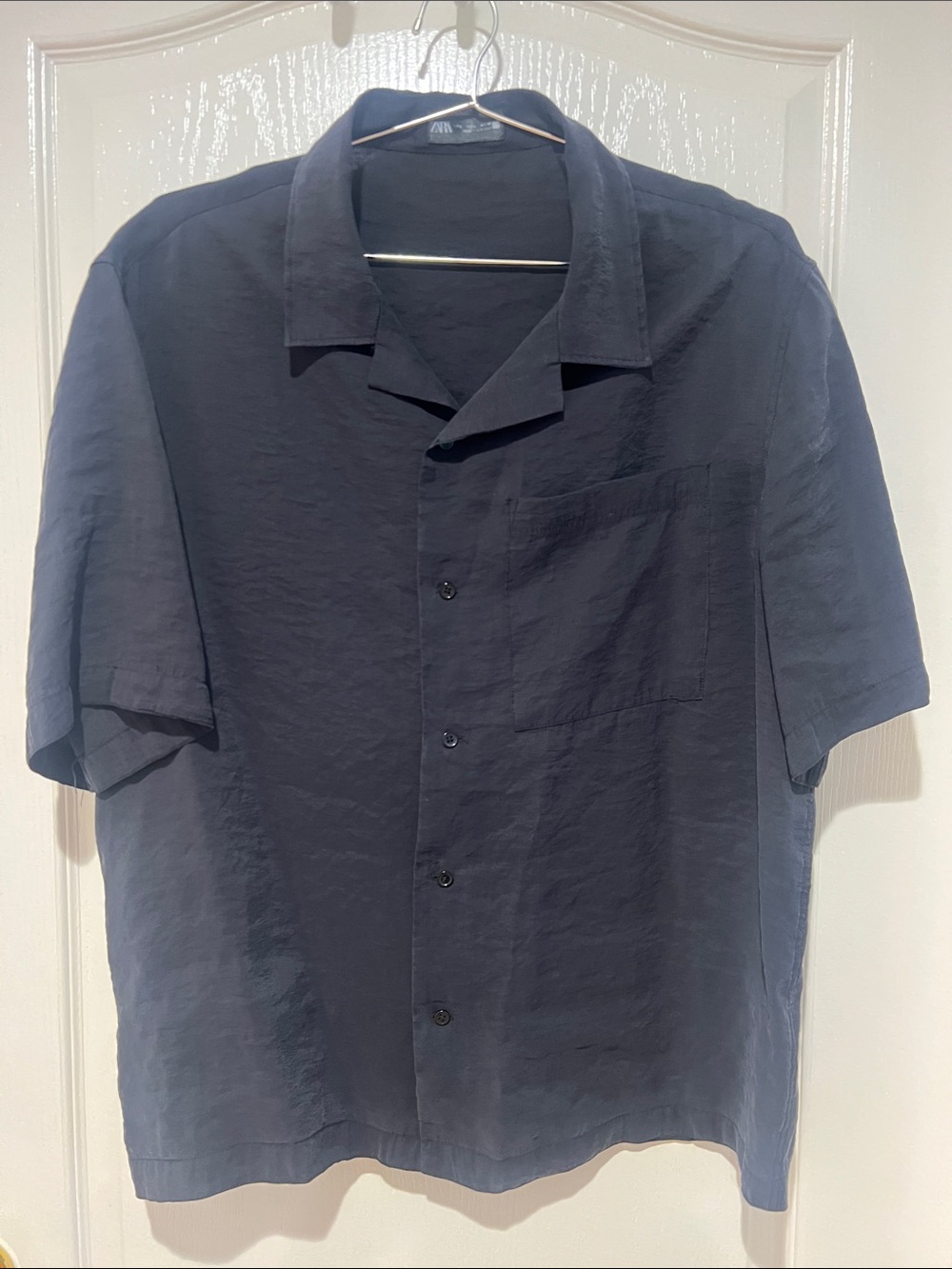 Zara Men's Black Short-Sleeve Button-Up Shirt - Lightweight Casual